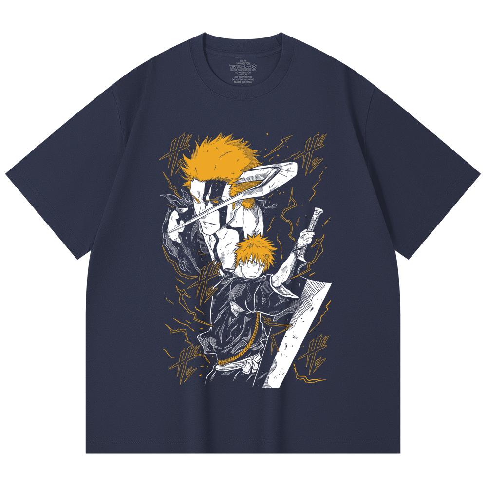 230 Gsm 100% Cotton Bleach V2 Ichigo Print Unisex Heavy Cotton T Shirt
