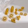 Explosive light luxury plated 18K gold stainless steel earrings retro texture love sun eye stud earrings earrings women