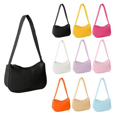Retro Women Solid Color Zipper Phone Bag Hand Bag Shoulder Bag Armpit Bag