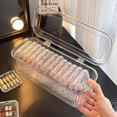 Transparente Acryl-Nagelaufbewahrungsbox mit Deckel - Staubdicht, Hohe Klarheit, Gestreiftes Design