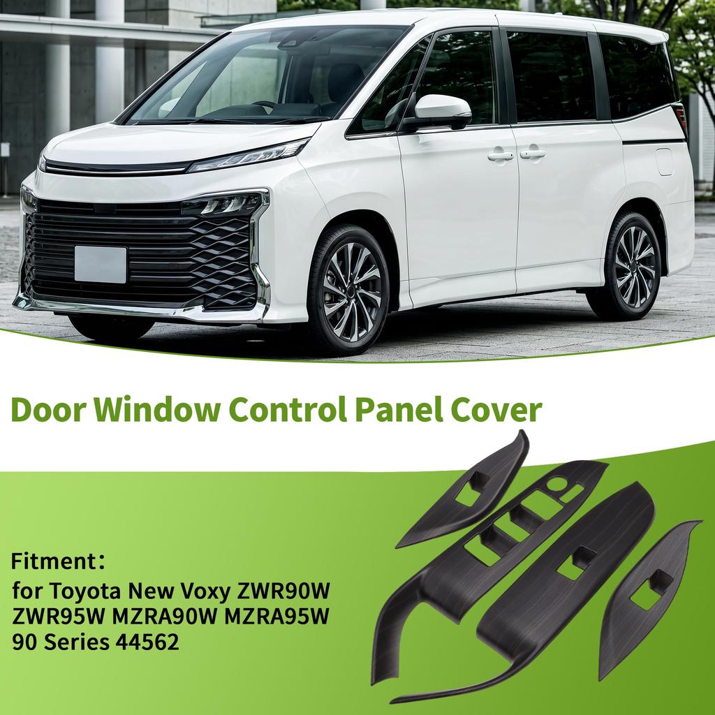 FUELHOOD Door Window Switch Bezel Compatible with Toyota New Voxy Set of ABS Wood Grain Finish Cover, ZWR90W, 4,