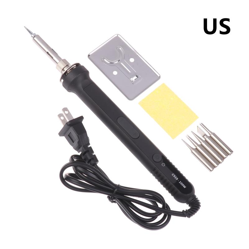 Kit de Fer à Souder Électrique Numérique 100W Ensemble 220V Température Réglable Outil de Soudure Chauffage Céramique Pointeaux de Soudure Rework