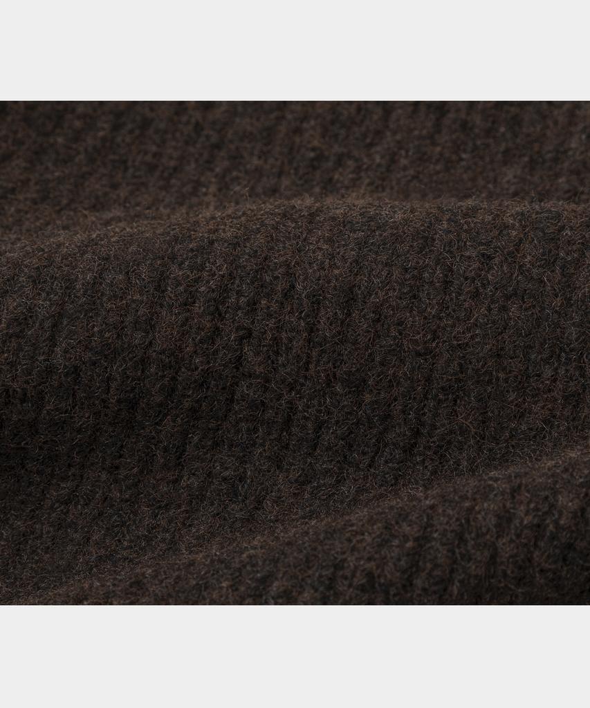 LETTERCOMO High-Neck Kato Wool Knit Zip-Up Brown