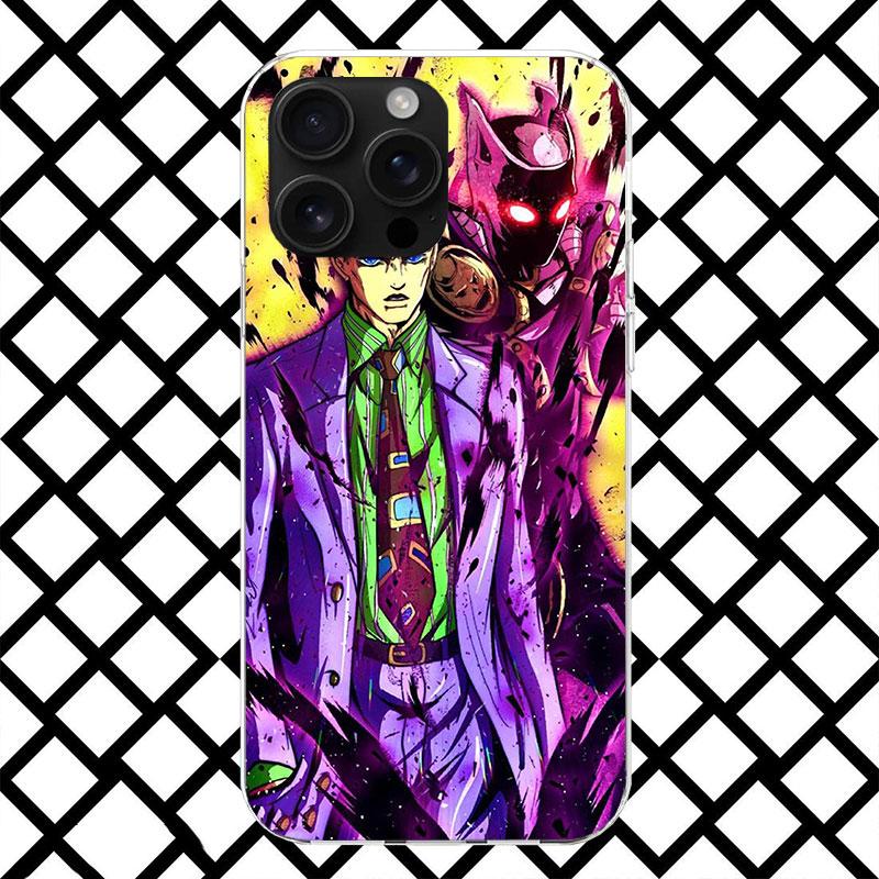 JoJo Kira Yoshikage Killer Queen Phone Case for iPhone 17 Air 16 16E 15 14 Plus 13 Mini 12 11 Pro Max 7 8 + SE 2020 Soft Cover F
