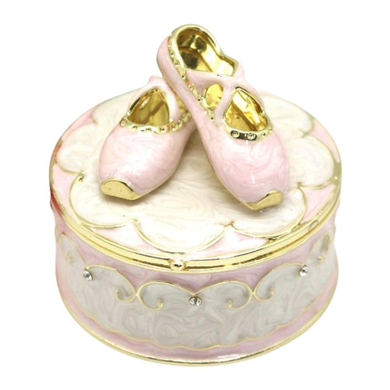

Элегантная шкатулка для украшений в виде балетной туфельки, удобный для путешествий контейнер для украшений в виде балетной туфельки для безопасности аксессуаров в дороге розовый