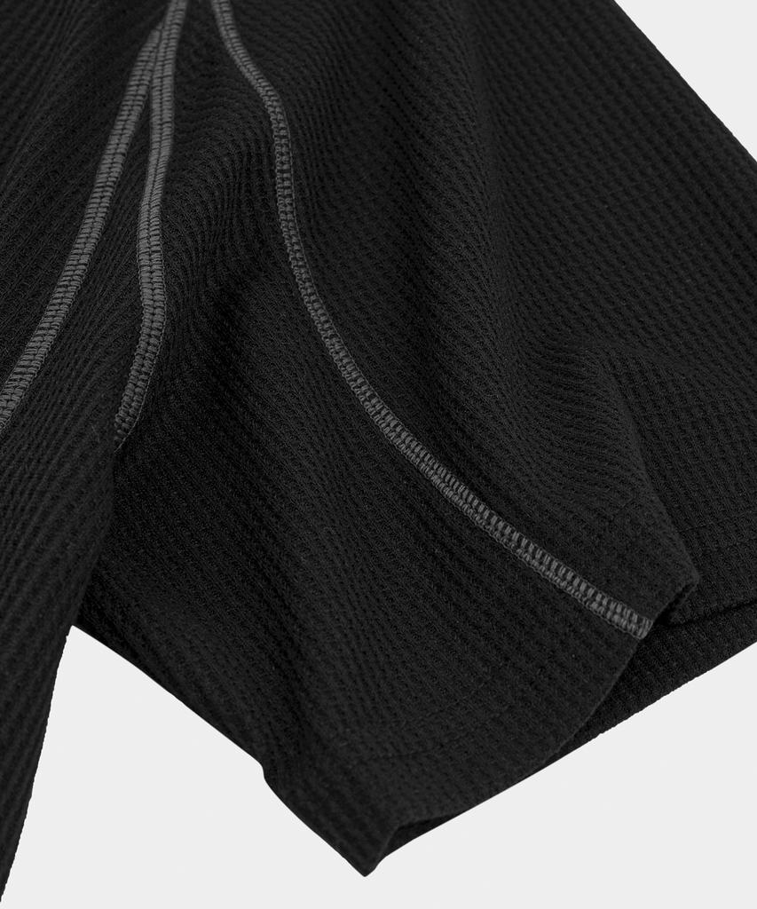 LETTERCOMO Raio Shell Waffle Sleeve Short Sleeve T-Shirt Black