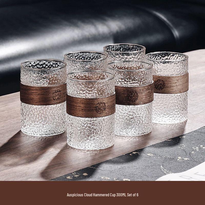 Chinese Retro Glass Water Cup Set
