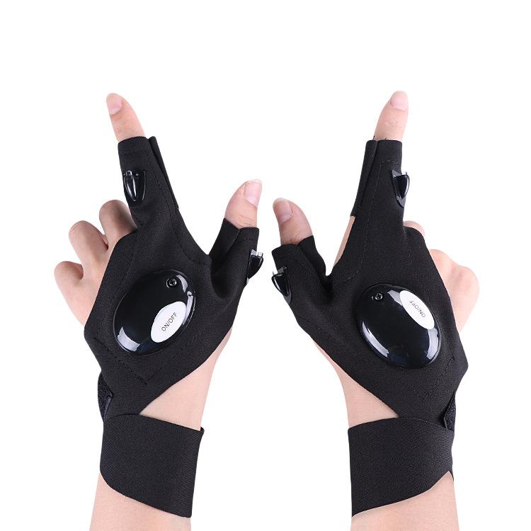 LED Half Finger Glove for Men Women Outdoor Waterproof Night Fishing Bait Cycling Running Flashlight Durable Fingerless Gloves