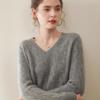 Women’s Cashmere V-Neck Knit Sweater - 2025 Autumn/Winter Collection, Double-Strand, Thickened, Short, Pure Color, Warm Base Layer.