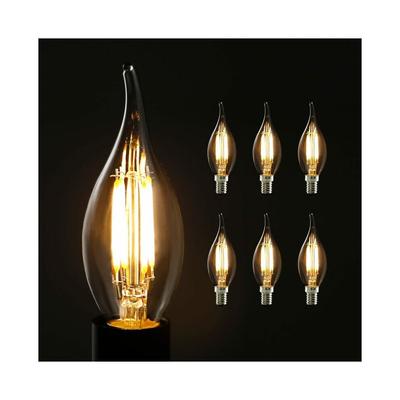6X Edison Gloeilamp E14 4W Retro Decoratieve Kaars Gloeilamp C35L Warm Wit Antieke Kaarslamp LED Gloeilamp