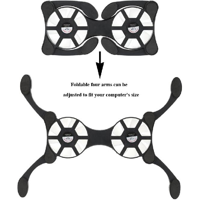 

HXBER Mini Portable Folding Foldable USB Dual Fan Cooler Cooling Pad for PC Laptop Notebook 7