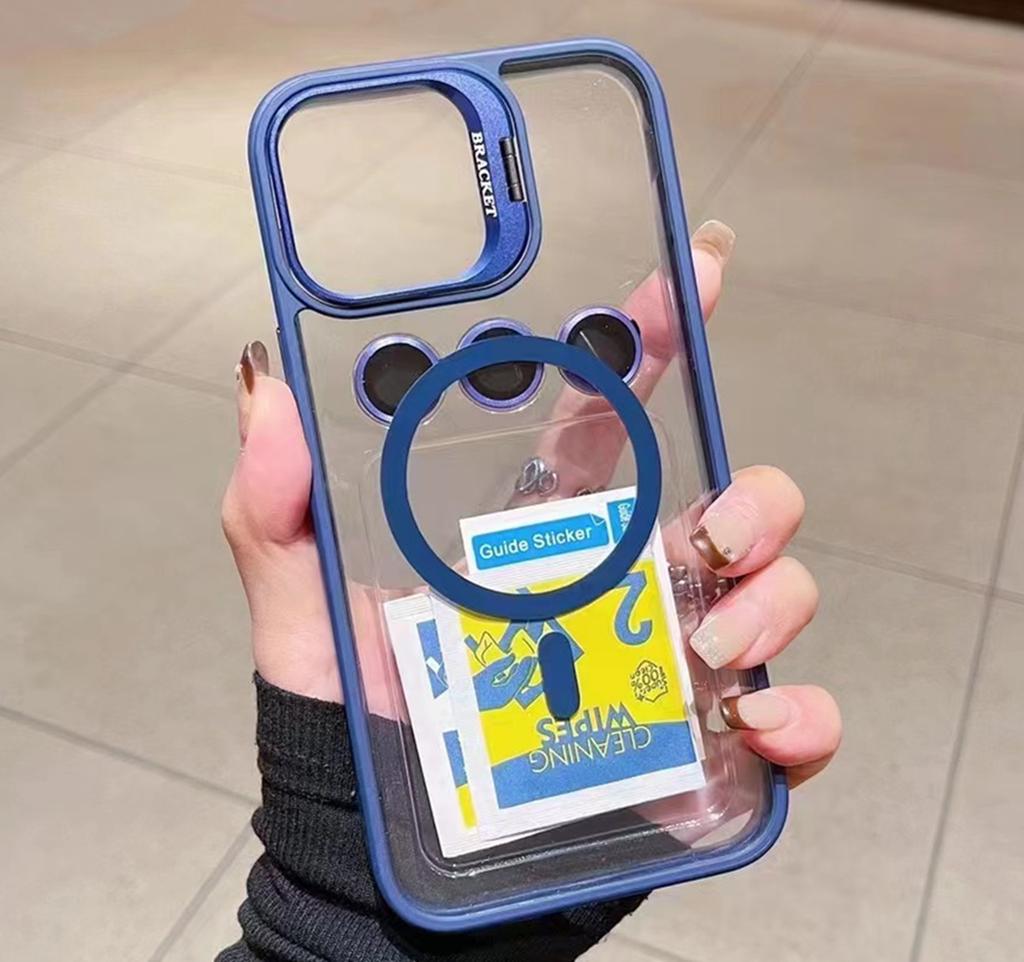 Luxury Magnetic Shockproof Phone Case For iPhone 16 15 14 13 12 11 Pro Max 14 15 16 Plus Funda Stand Glass Lens Protection Cover