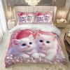 Pearl Cat Duvet Cover Set Cute Cat Pattern Bedding Set Duvet Cover ChildrenGift Single Double Largebed SizeZip Duvet Cover