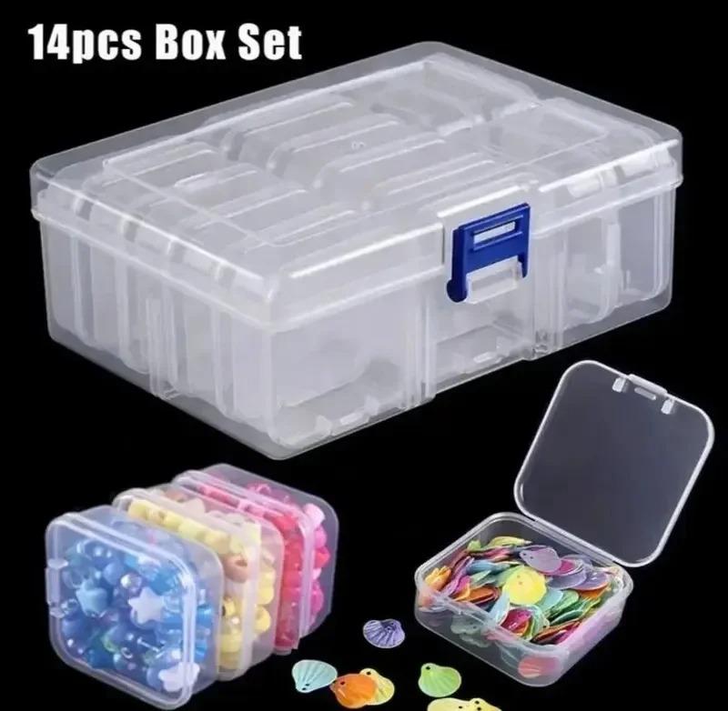 

Transparent Plastic Storage Set Box Packaging Box Female Jewelry Portable Handheld DIY Handmade Material Desktop Storage Set Box