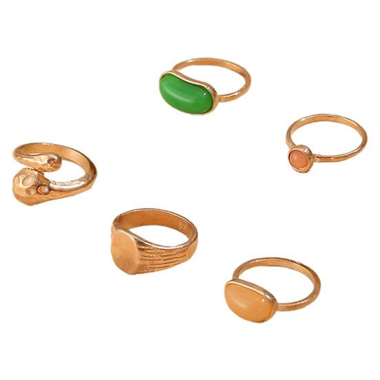 3-teiliges Set europäischer und amerikanischer Retro-Mondschein-Regenbogen-Edelsteinringe