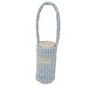 Cotton Fabric Water Bottle Protective Cover Heart Embroidery Plaid Design Fabric Cup Sleeve Pouch With Handle