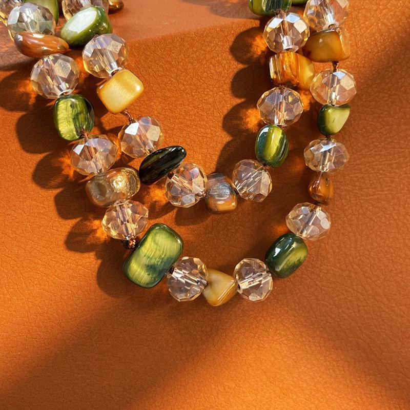 JMXD-120CM Long Shell Bead Crystal Necklace Hand Woven Colored Long Sweater Chain Candy Color Pearl Necklace