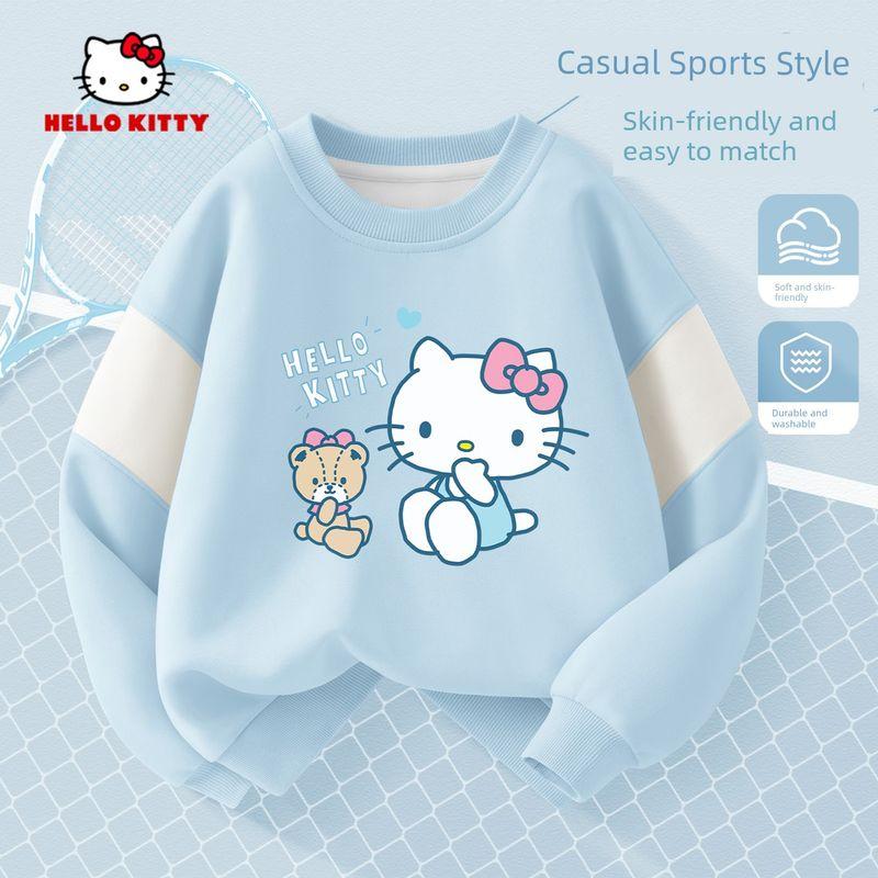 Hellokitty Girls' Sweatshirt, Spring and Autumn Style, Pink Children's Top, Early Spring Children's Clothing, Girls' Long-Sleeved Base Shirt