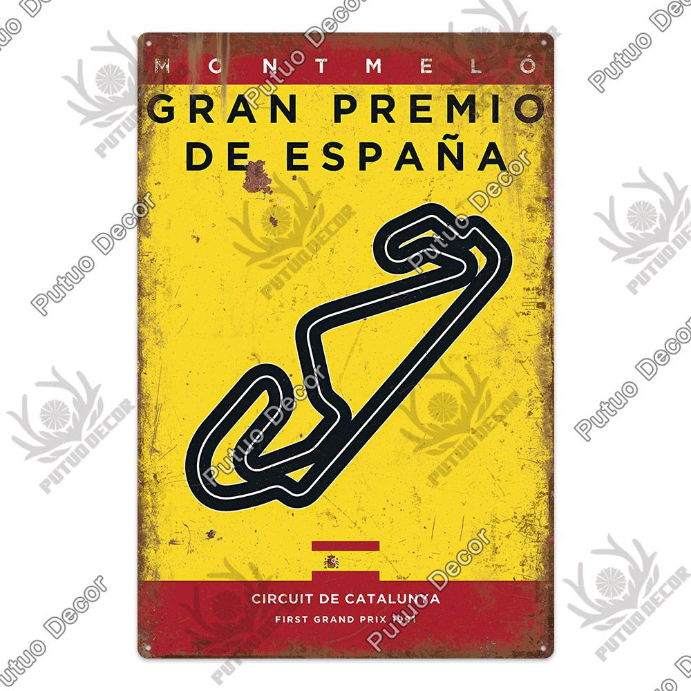 Putuo Decor Vintage Racing Track Metal Poster F Competition Tin Sign Plaque Iron Plate Bar Club Man Cave Home Wall Decoration