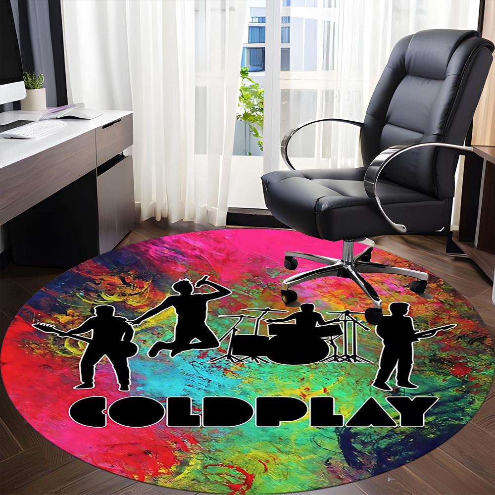 1PC Coldplay Band Logo Office Round Rug Perfect for Office Non-Slip Backing, Decorative Floor Mat yy250916060