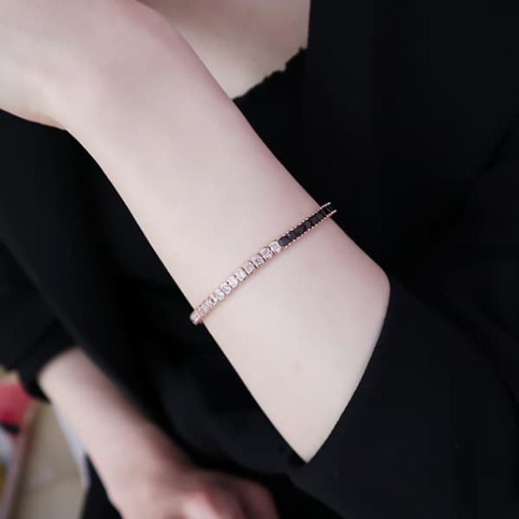 

Women s Daily Half Black Cubic Zirconia Layered Bracelet pink gold
