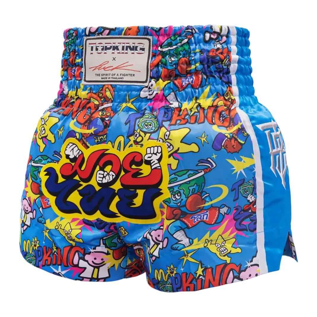Muay Thai Top King X Puck Short de Boxe Bleu S