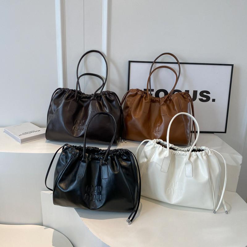 Solid Vintage Color Large Capacity Underarm Tote Bag For Daily Travel And