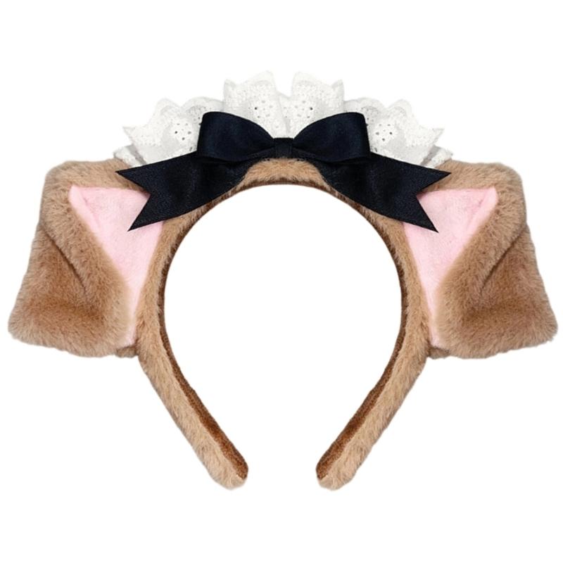 Soft Plush Dog Ear Hairband For Women Girls Cosplay Anime Hair Hoop Party Costume Sweet Style Accessory