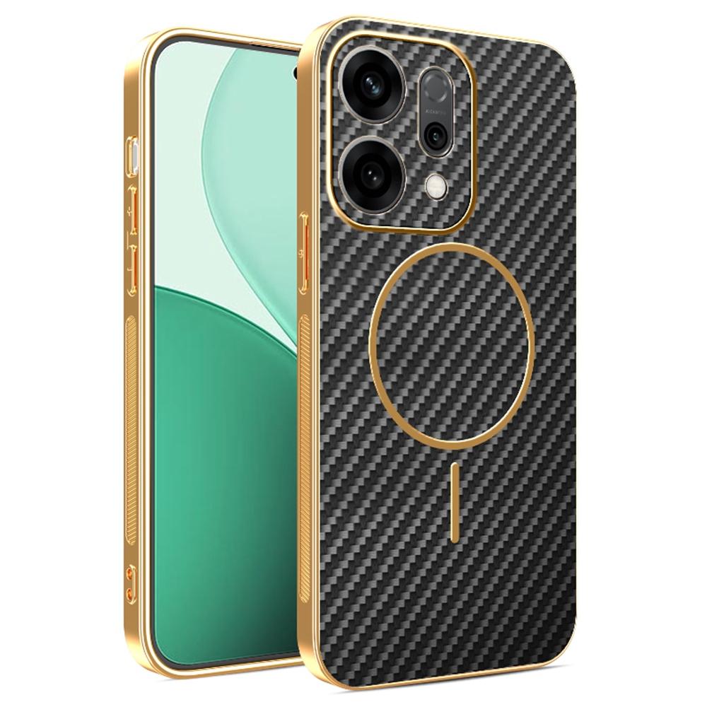 Pro Oppo Reno14 5G (Globální) Pouzdro Zadní kryt z TPU s texturou karbonových vláken a galvanickým pokovením