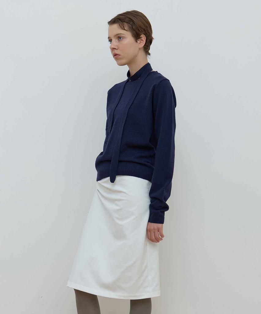 MA JOURNEE Tie Set U-Neck Cashmere Knit_Navy