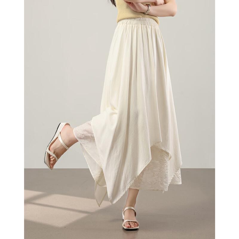 TERRE BLEUE Lace Patchwork A-Line Midi Skirt
