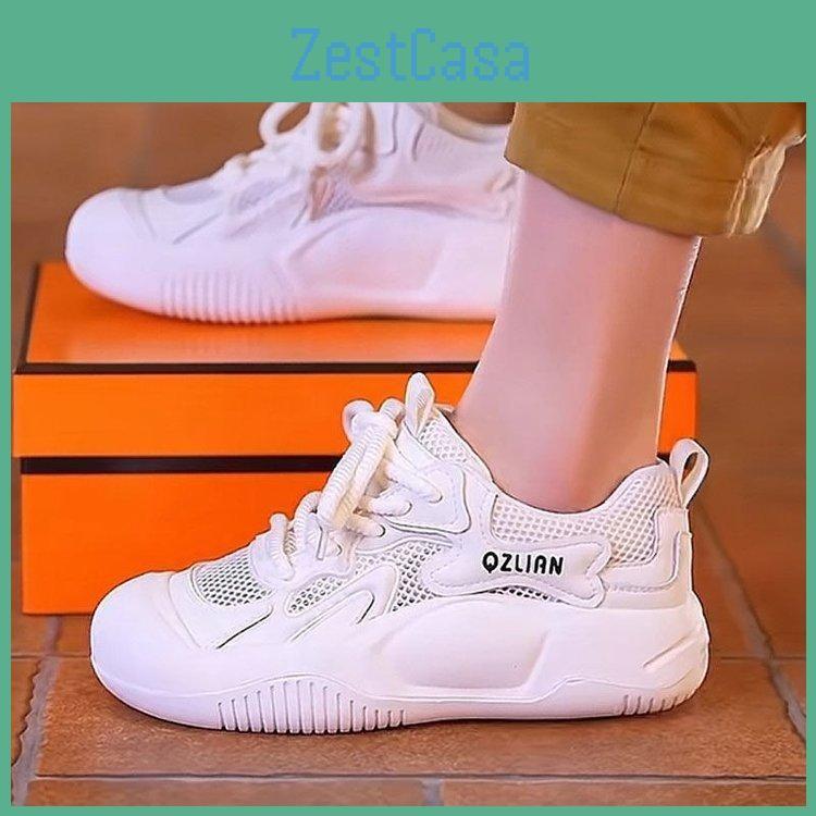 Mesh Thick Soled Breathable Sneakers Girls Soft Soles Lightweight Running Shoes