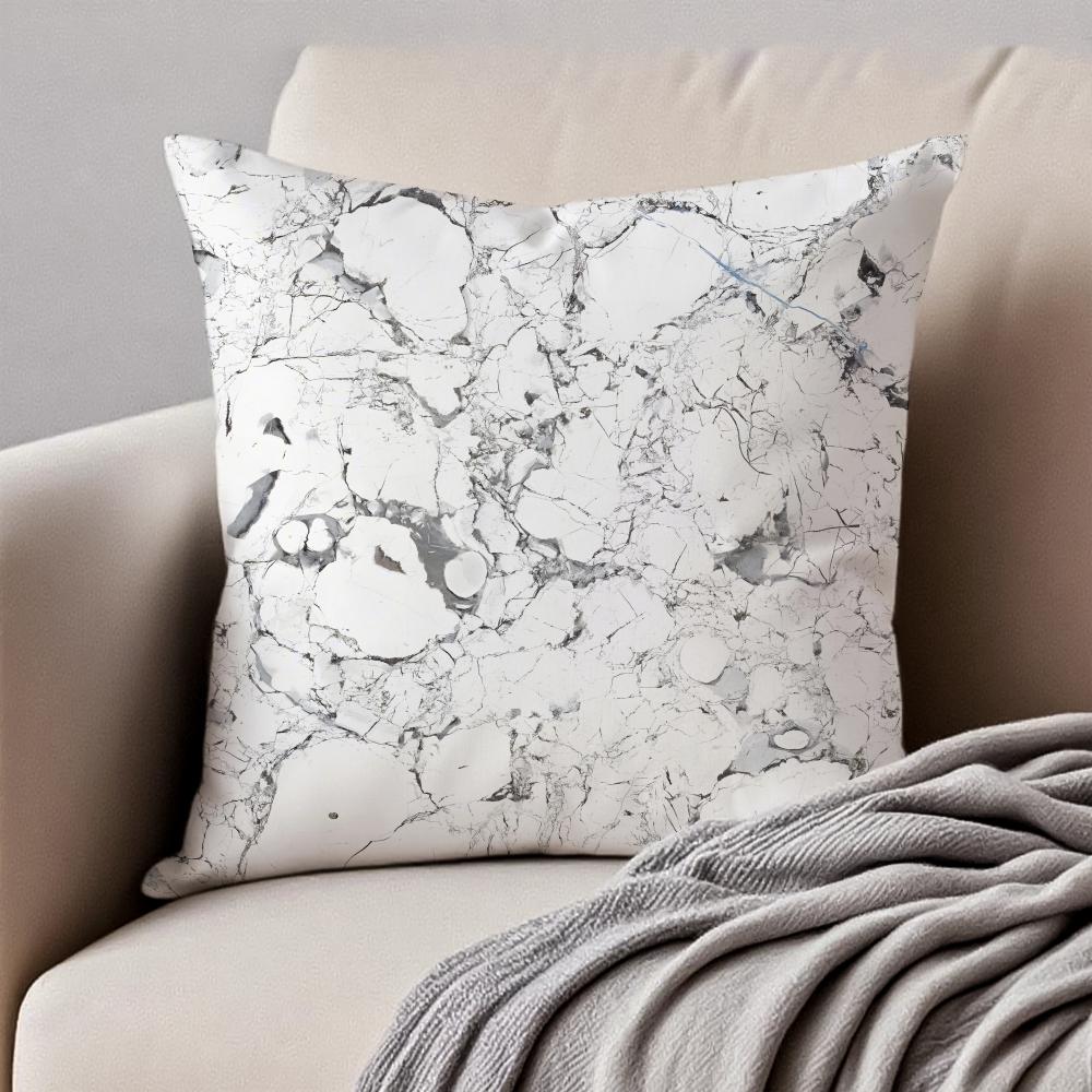 Natural classical Marble texture pattern style Cushion Cover Pillowcase Antidustmite Invisible Zipper Short Plush Sofa Cushion