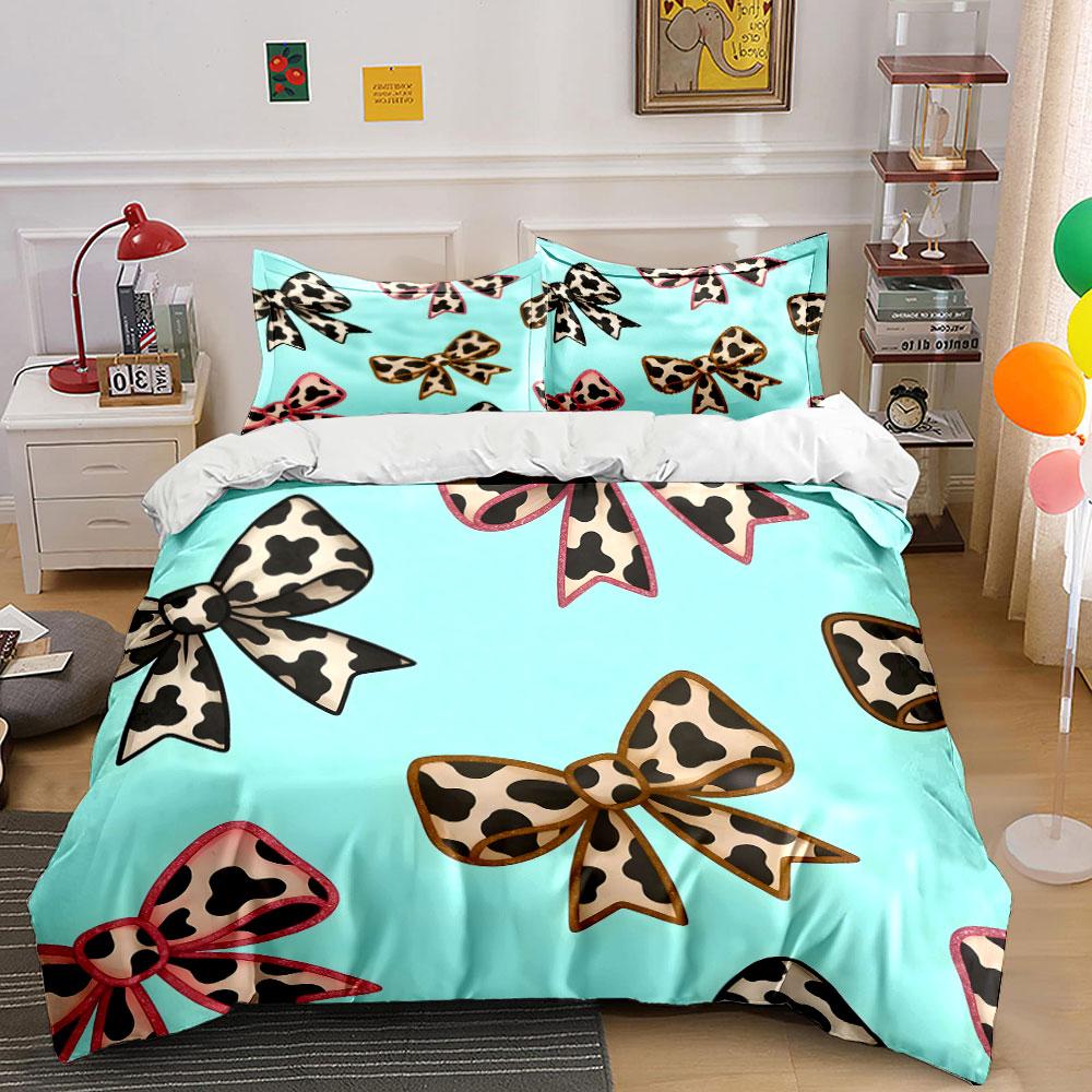 Cow-spotted bow elegance. Bedding sets Duvet covers Pillowcases(1* Duvet Cover 2* Pillowcases without duvet insert)
