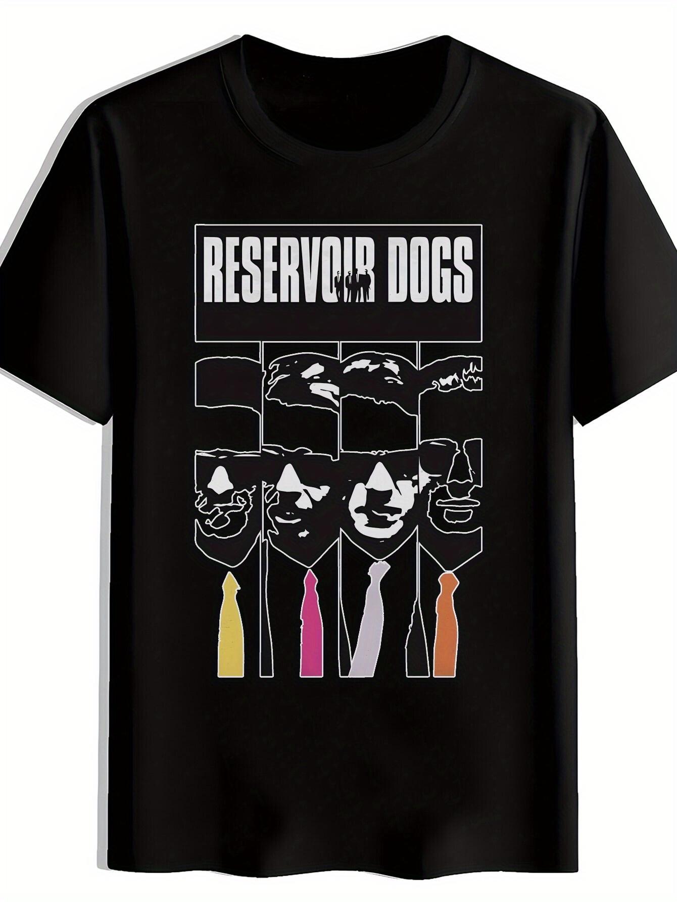 Casual Short Sleeve T-shirt with Reservoir Dogs Graphic Print - Black Polyester Crew Neck S