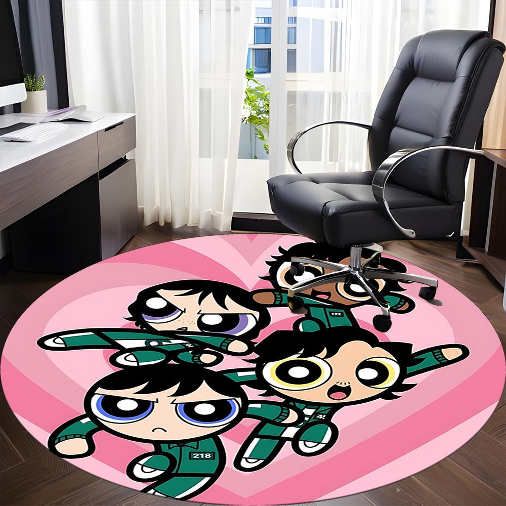 Powerpuff Girls Characters Office Round Area Rug, Indoor Mat Suitable For Office,Bedroom Living Room Home Decor, Room Deco a0908187