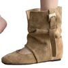 Many Belt Buckle Short Boots Wasteland Wind Round Head Inner Height Increase Retro Martin Boots Women