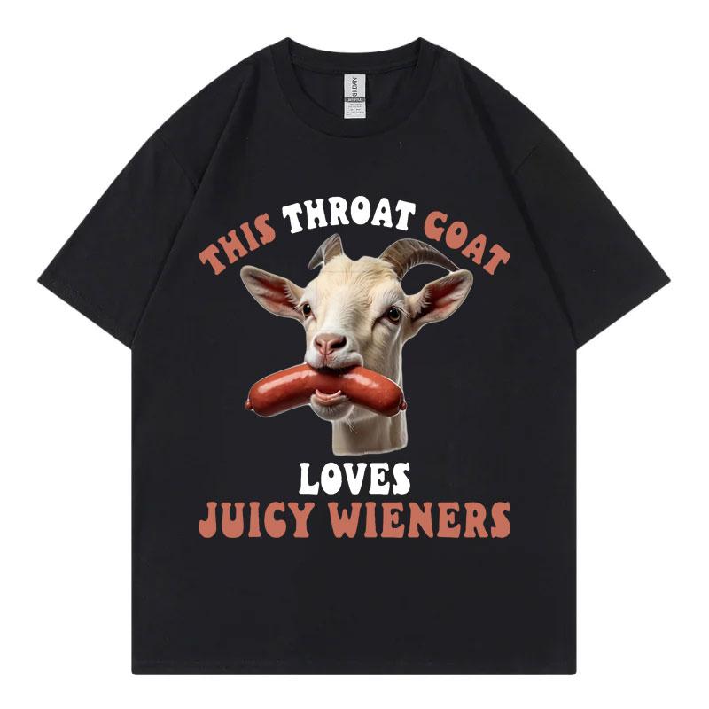 Questa Capra della Gola Ama Salsicce Succose Divertente Meme Maglietta Uomo Donna Moda Streetwear T-shirt Estiva Casual Ampia T-shirt