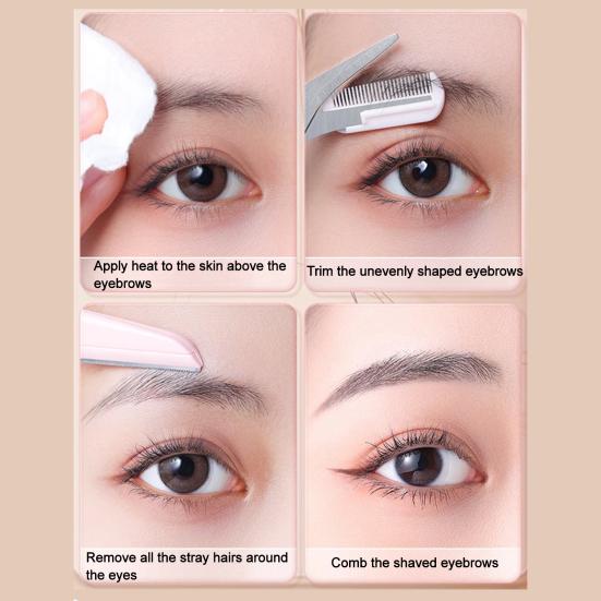 2Pcs Eyebrow Trimmer Scissor Razor Stainless Steel Precision Eyebrow Cutter Scissors with Comb Men Women Brow Hair Removal Grooming Tool