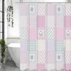 Creative Geometric Pink Yellow Blue Green Shower Curtain, Bathroom Decorative Shower Curtain, Waterproof Shower Curtain with Hoo