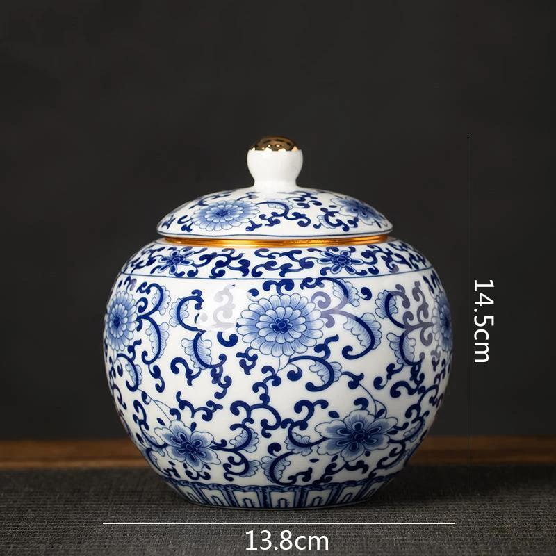 Blue and White Porcelain Tea Canister Ceramic Tea Organizer Box Storage Jars Desk Decoration Tea Jar Coffee Container Teas Caddy
