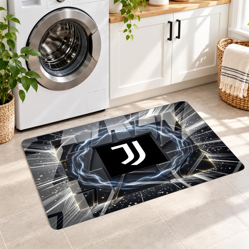 Flannel Kitchen Mat Juventus FC Soft Area Rug Non Slip Floor Carpet Home Decoration