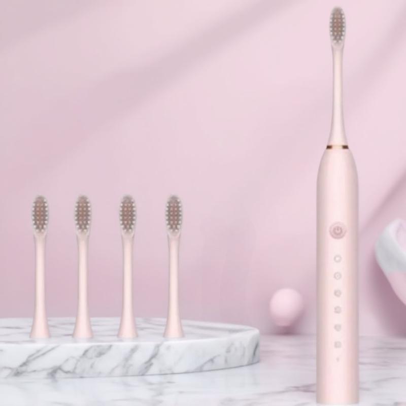 

Звуковая электрическая зубная щетка с USB-подзарядкой, 6 режимов, таймером, сильной вибрацией для эффективного удаления зубного налета и ухода за деснами розовый
