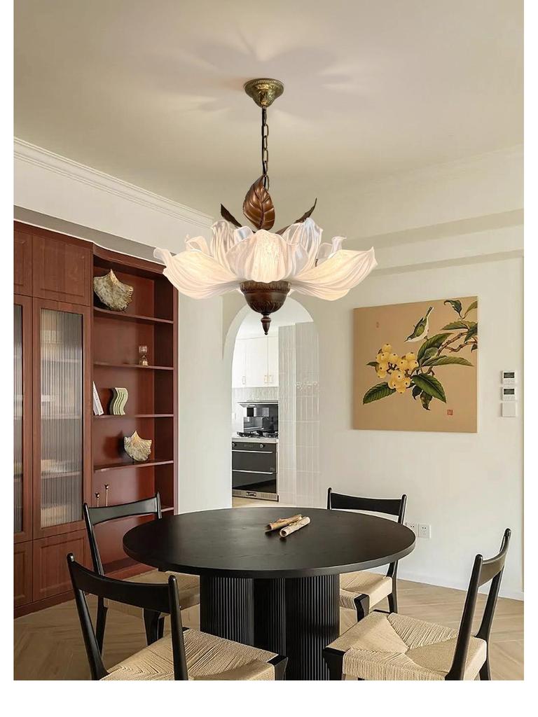 Vintage French Petal Chandelier - Zen-Inspired Song Dynasty Aesthetic for Living Room or Restaurant