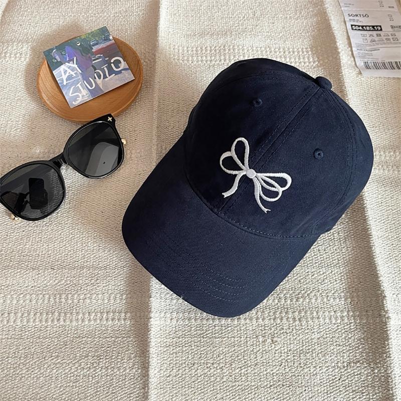 Embroidered Bowtie Hat PonytailHat Long Brims Baseball Hat Fashionable Sun Hat