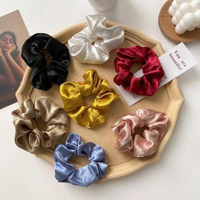 Bandeau en satin: Élastique à cheveux de couleur unie pour queue de cheval