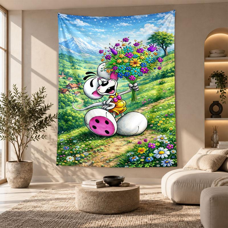 Decorative Tapestry,Diddl Printed Wall Art, Lightweight Wall Hanging For Bedroom Background
