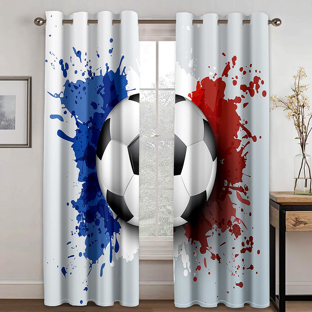 3D Football Series Pattern Window Curtains Sports Theme Thin Curtains Drapes For Living Room Bedroom Boys Kids Room Home Decor