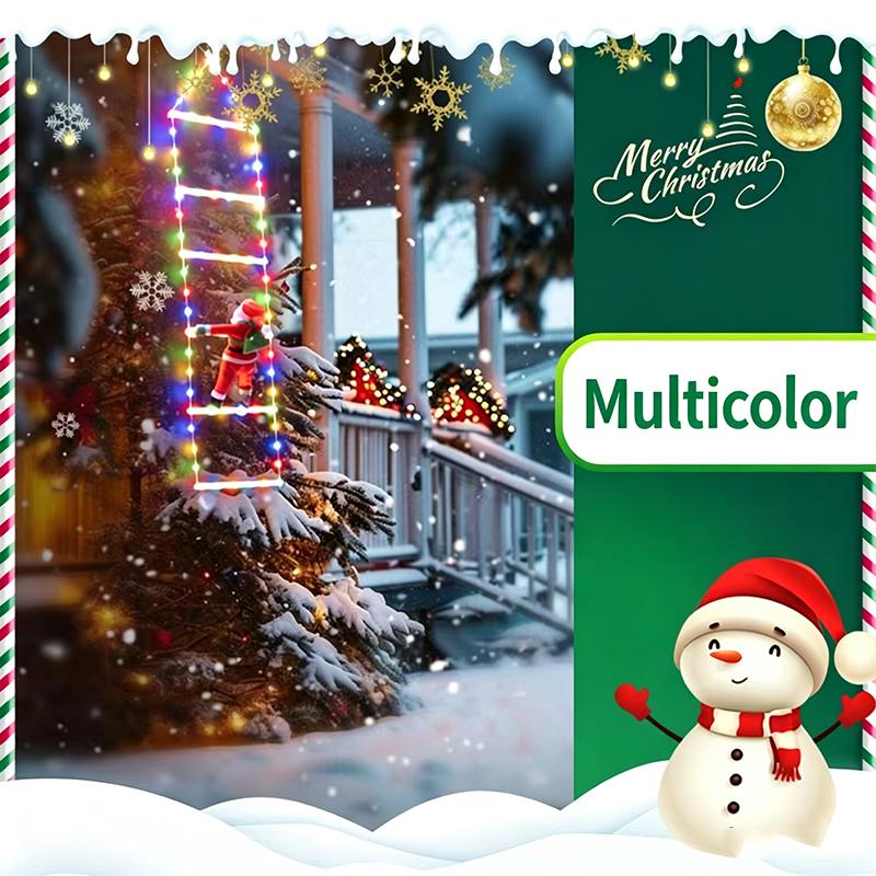 Weihnachtsbeleuchtung USB Leiter Lichterkette 6/8 Sprossen Weihnachtsmann Kletterdeko 8 Modi für Innen Außen Veranda Fenster Baum Party