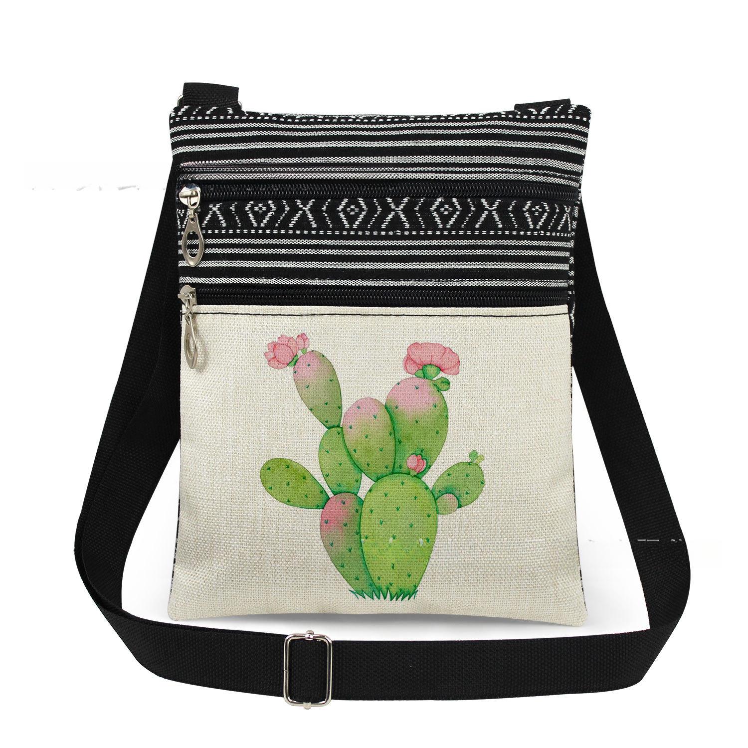 1PC Cactus Print Tote Bags Women Shoulder Handbags Postman Package 6907 CLE
